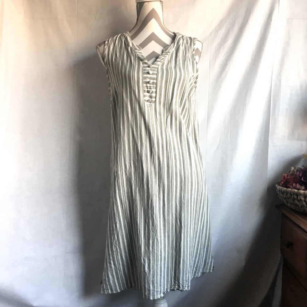 Naïf Green/Cream Striped Sleeveless Dress L